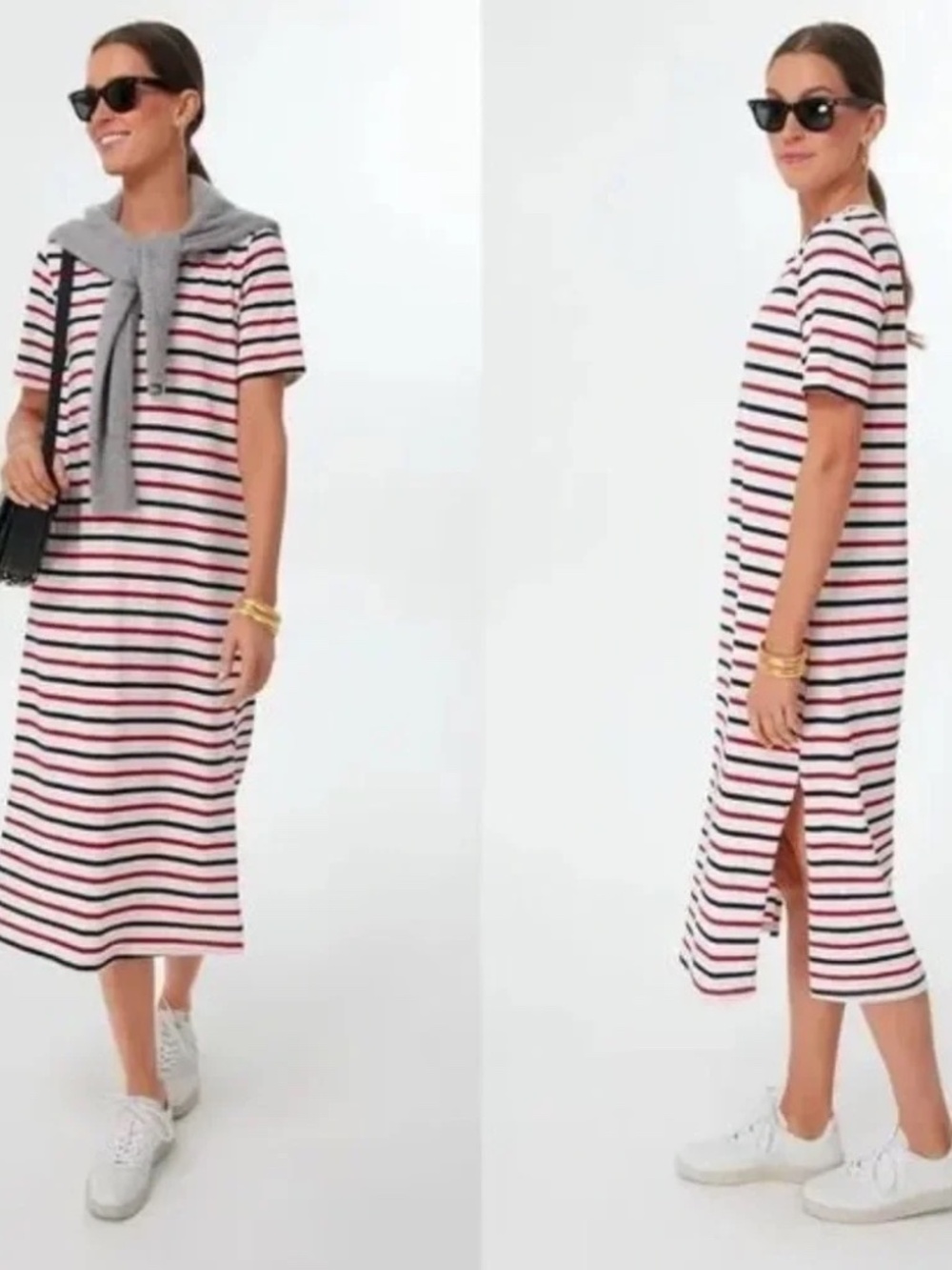 Tuckernuck Pomander Place Stripe Midi T-Shirt Dress red White Blue M - Picture 6 of 6